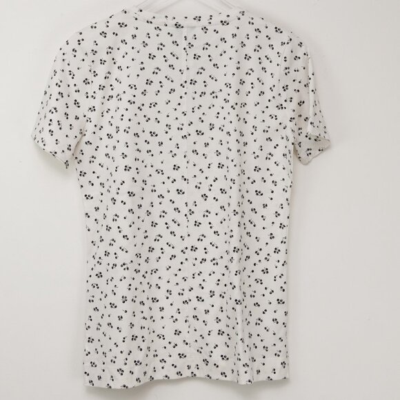 Ann Taylor Cherry Tee Short Sleeve 100% Cotton Black White Size Medium New - Picture 2 of 5